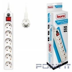 BURO Сетевой фильтр, 6 розеток, 5 метров, (600SH-5-W), белый (коробка) {992275}