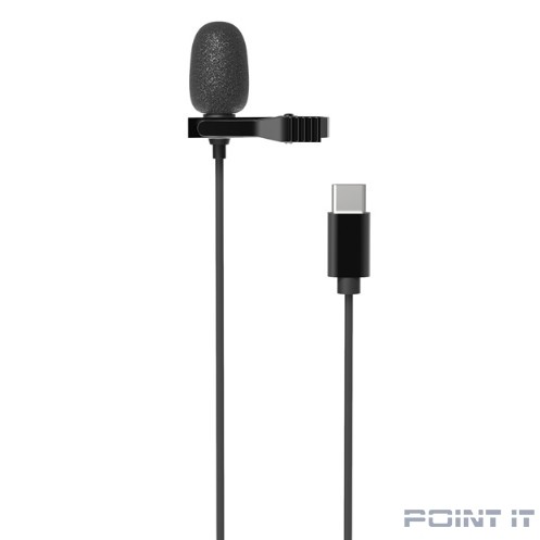 RITMIX RCM-210 Black {50-20000Гц, 50дБ, кабель 2м, разъем Type-C, в комплекте держатель-клипса, ветрозащита, чехол}