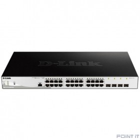 D-Link DGS-1210-28MP/ME/B2A PROJ Управляемый коммутатор 2 уровня с 24 портами 10/100/1000Base-T и 4 портами 1000Base-X SFP (24 порта с поддержкой PoE 802.3af/802.3at (30 Вт), PoE-бюджет 370 Вт)  