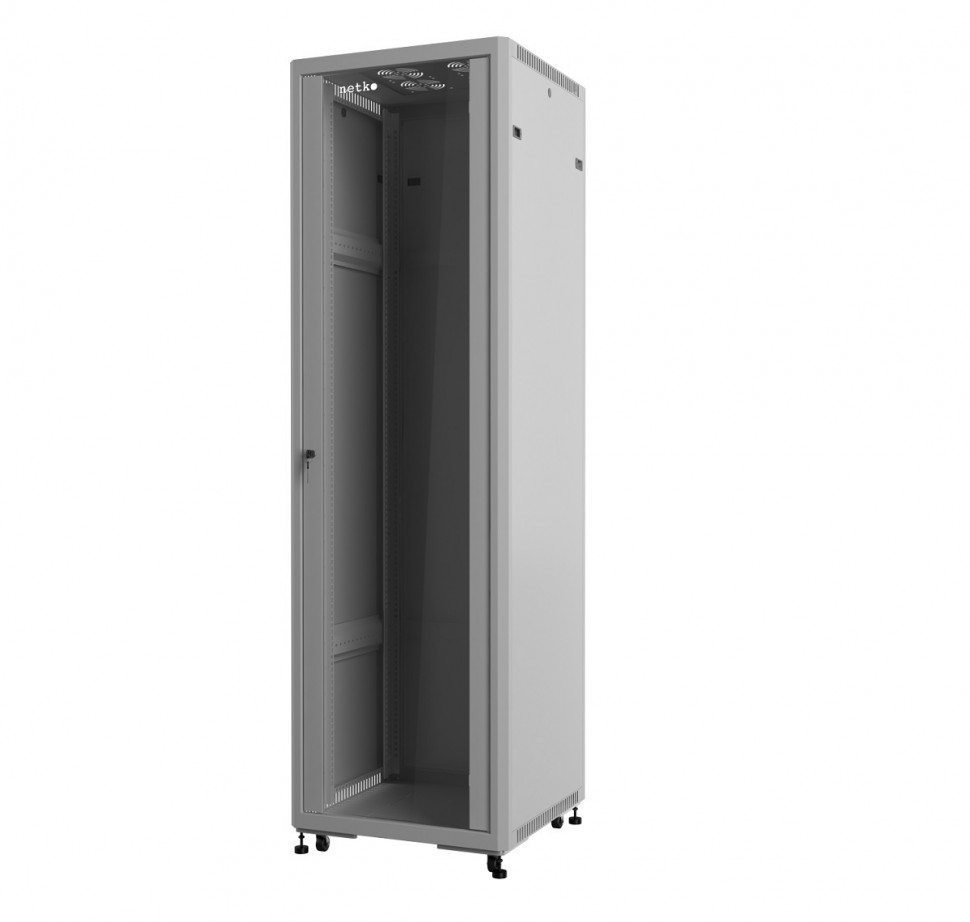 Шкаф напольный 19 Netko 42U серия Optima (600х600х2022), передняя дверь стекло, серый, разобранный (упакован в 2 коробки)