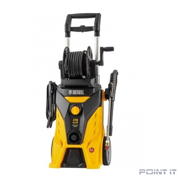 Denzel Моечная машина высокого давления R-210iD, 2600 Вт, 210 бар, 8,0 л/мин, асинх. двиг., бараб. [58237]