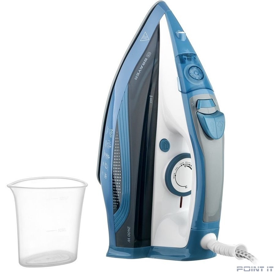 BRAYER 4002BR Утюг 2400 Вт, керамич, Пар 140 г/м антикапля, разбрыз, резер 360мл, самоотчис