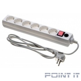BURO Сетевой фильтр, 6 розеток, 1.8 метра, (600SH-16-1.8-W), белый (коробка) {475230}