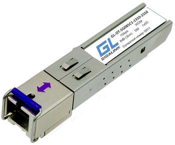 Модуль GIGALINK SFP, WDM, 155Mb/1,25Gb/s, одно волокно SM, SC, Tx:1550/Rx:1310 нм, DDM, 8 дБ (до 3 км)