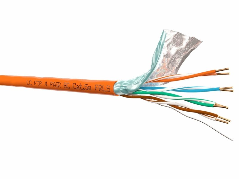 Кабель LC FTP4 cat.5е, одножильный, 305м, Cu, FRLS (Flame retardant low smoke) - малодымный, не поддерживающий горение, оранжевый