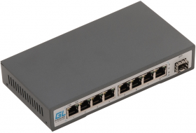 Коммутатор GIGALINK, неуправляемый, 8 PoE (802.3af/at) портов 100Мбит/с, SFP слот 100 Мбит/с, 120Вт