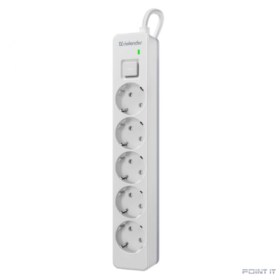 Defender Удлинитель с сетевым фильтром DFS 133 3 м, белый, 5 розеток [99431]