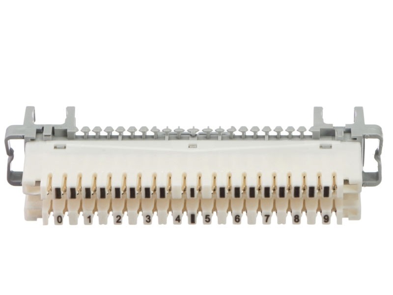 Плинт LSA Profil размыкаемый, ABS, 10 пар, медные контакты, универсальный, нумерация (0-9), бело-серый NETKO Optima