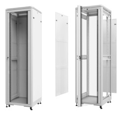 Шкаф напольный 22U серия TE (600х600х1166), передняя дверь стекло, серый, разобранный Netko (упакован в 2 коробки)