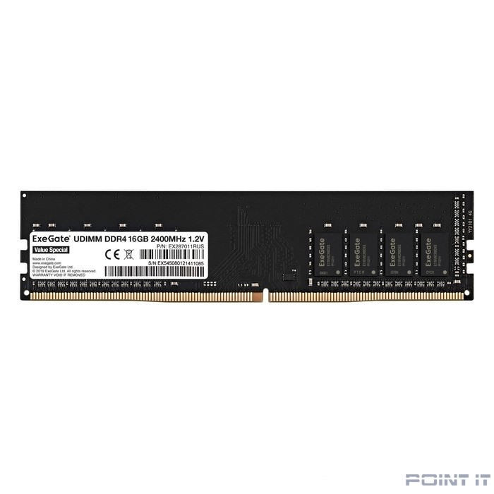 Exegate EX287011RUS Модуль памяти ExeGate Value Special DIMM DDR4 16GB <PC4-19200> 2400MHz
