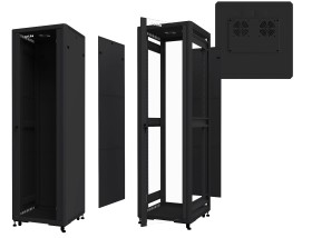 Шкаф напольный 32U серия TA (600х600х1577), передняя дверь стекло, черный, разобранный Netko (упакован в 2 коробки)