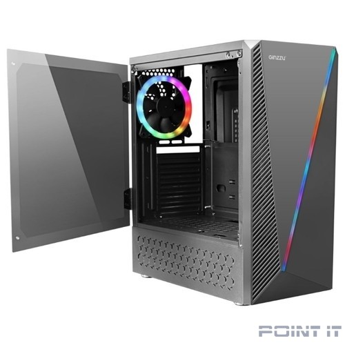 Ginzzu SL200 FAN Rear 12CM LED 1*USB 3.0,1*USB 2.0,AU Window w/o PSU