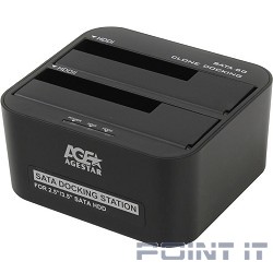 AgeStar 3UBT6(6G)(BLACK)  USB 3.0 Докстанция 2x2.5"/3.5" SATA HDD/SSD AgeStar 3UBT6-6G, пластик, черный, UASP, Clone