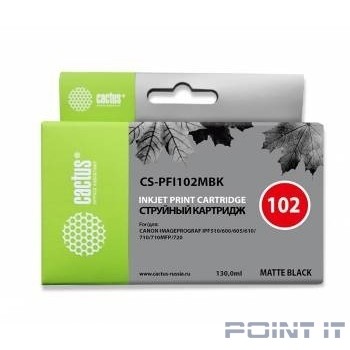 CACTUS PFI-102MBK Картридж струйный для Canon iPF500/iPF600/iPF700/ MFP M40/iPF765/LP17/LP24, черный матовый (130мл)