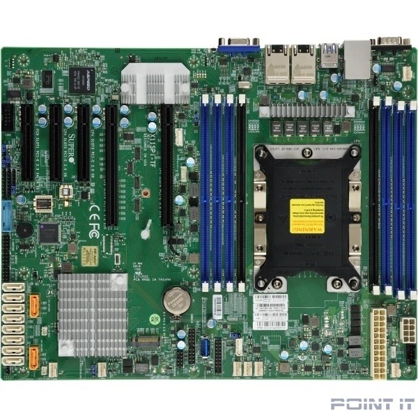 Supermicro MBD-X11SPI-TF-B Серверная материнская плата MBD X11SPI TF B Xeon Single Socket S3647, 8x 288 pin DDR4 DIMM slots, 2x 10GbE LAN ports, 10x SATA3 (6Gbps) via C622, Bulk.