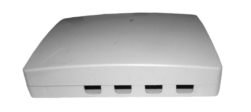 Коробка оптическая настенная 4 порта FC/SC/UPC Simplex, гильзы и крепеж КДЗС, пластиковая