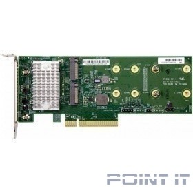 AOC-SLG3-2H8M2 2x Hybrid NVMe/SATA M.2 RAID (0,1) Carrier, support 2242/2280/22110, Standard LP