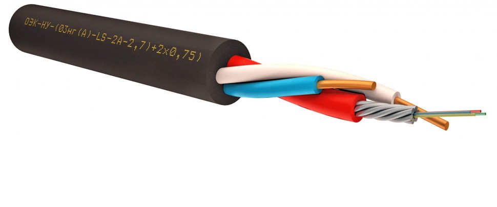 ОЭК-НУ-(03нг(А)-LS-4А-3,5кН)+2х1,0) Кабель опто-электрический (комбинированный) G.657.A 4 волокна 9/125 мкм, броня из 6 проволок 2,45мм