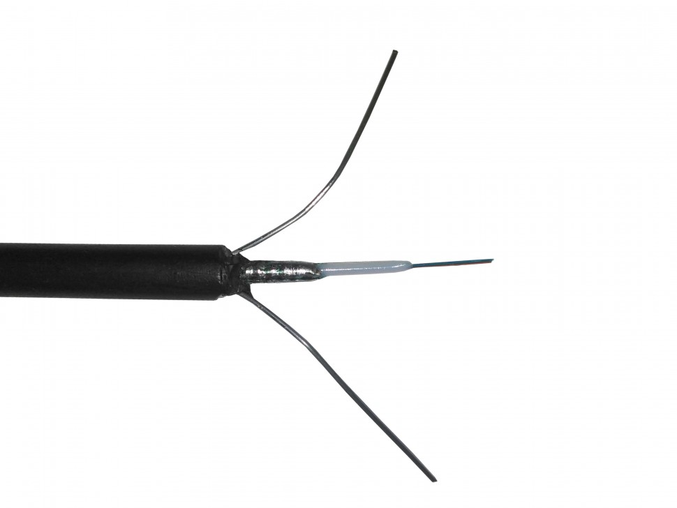 Кабель волоконно-оптический 4 (SМ - 9/125), наружный, двойная стальная проволока в качестве силового элемента, PE, черный, 2000м L