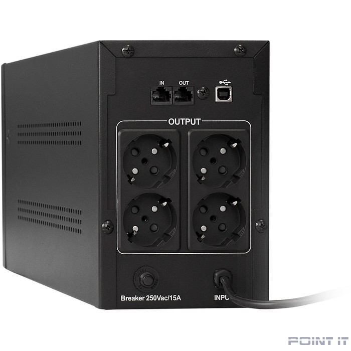 Exegate EP285507RUS ИБП ExeGate SpecialPro UNB-1600.LED.AVR.EURO.RJ.USB <1600VA/950W, LED, AVR, 4 евророзетки, RJ45/11, USB, Black>