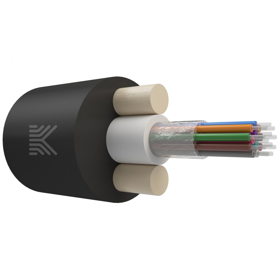 КОСТРОМАКАБЕЛЬ КОС-ОКД-12х657-ТП-1.5кН Дроп-кабель круглый, с центральной трубкой, усилен стеклопрутками, 12 волокон, SM 9/125, G.657.A1, полиэтилен, 1.5 кН