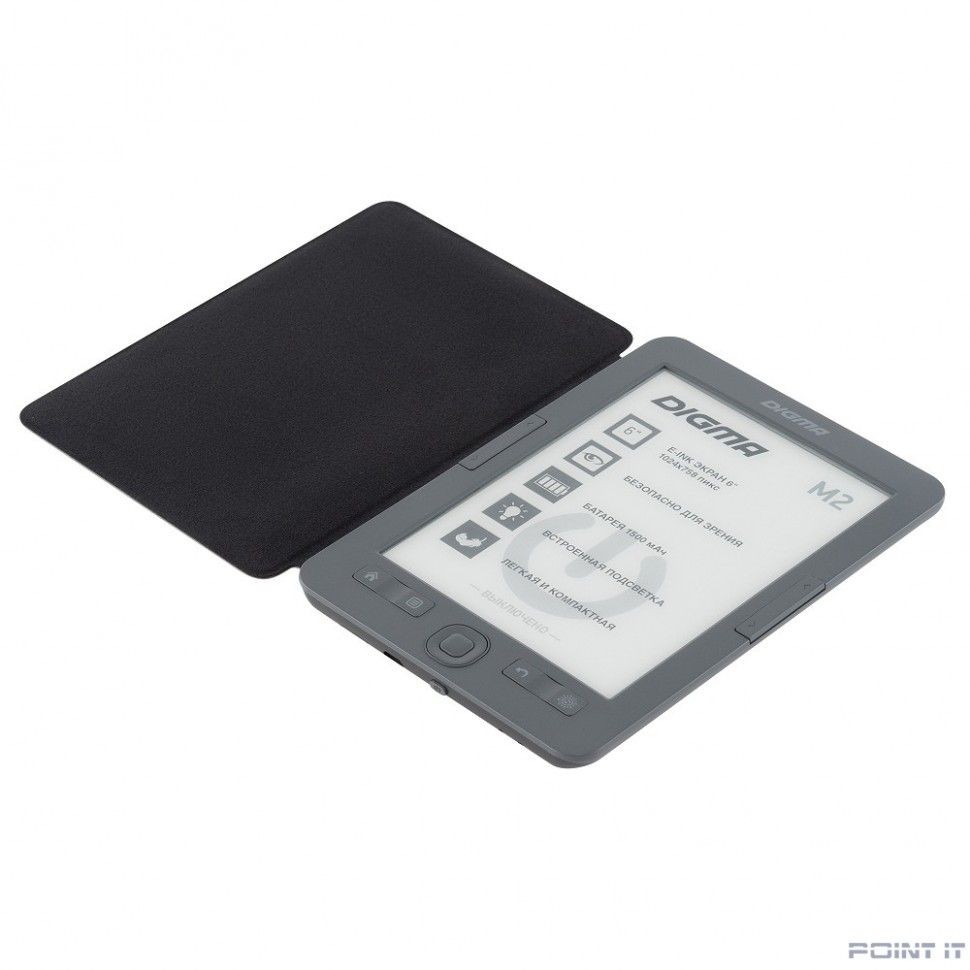 Digma M2G 6" E-ink HD 758x1024 600MHz 128Mb/4Gb/SD/microSDHC/frontlight темно-серый (1564398)