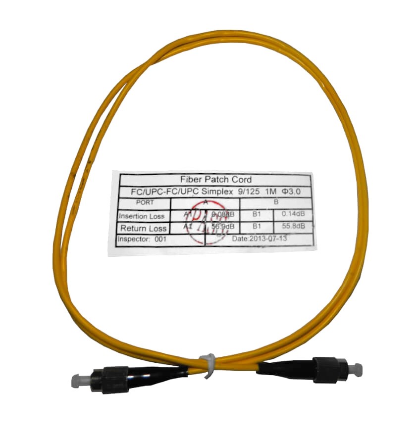 Патч-корд оптический соединительный FC-FC/UPC SM Simplex 3.0мм 9/125, 1м