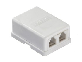 Розетка телефонная внешняя / 2 порта RJ11(6p4c) / 4 контактная, белая, Netko