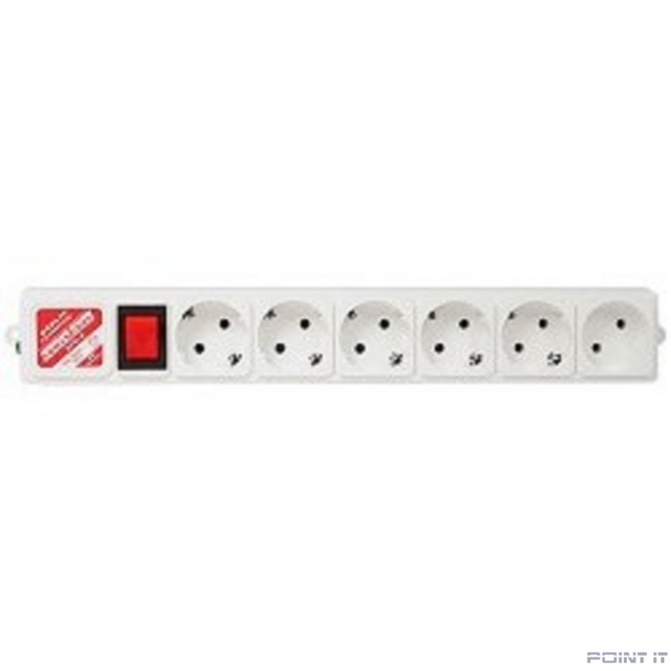PowerCube Фильтр-удлинитель (SPG(5+1)-B-15), 6 розеток, 5м. 10А/ 2,2кВт, серый