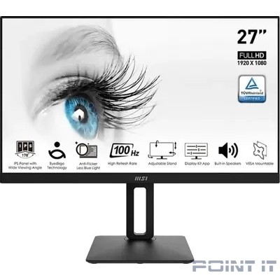 Монитор MSI 27'' PRO MP271AP Black, 16:9, IPS, 1920x1080, 4ms, 300cd, 100Hz, 1xVGA, 1xHDMI, 1xDP, SPK, HAS