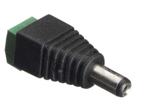 Штекер питания DC 5,5/2,1, длина 11мм, с резьбовым креплением, черный, NETKO Optima