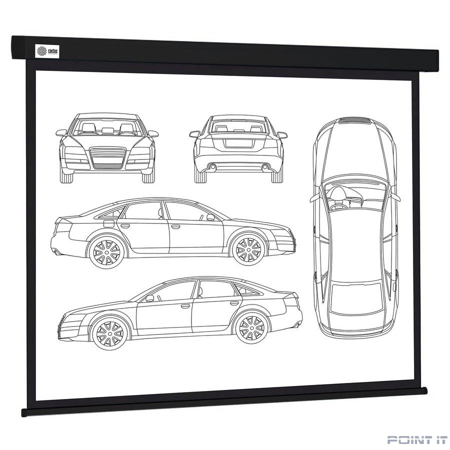 Экран Cactus Wallscreen CS-PSW-213X213-BK, 213х213 см, 1:1, настенно-потолочный черный