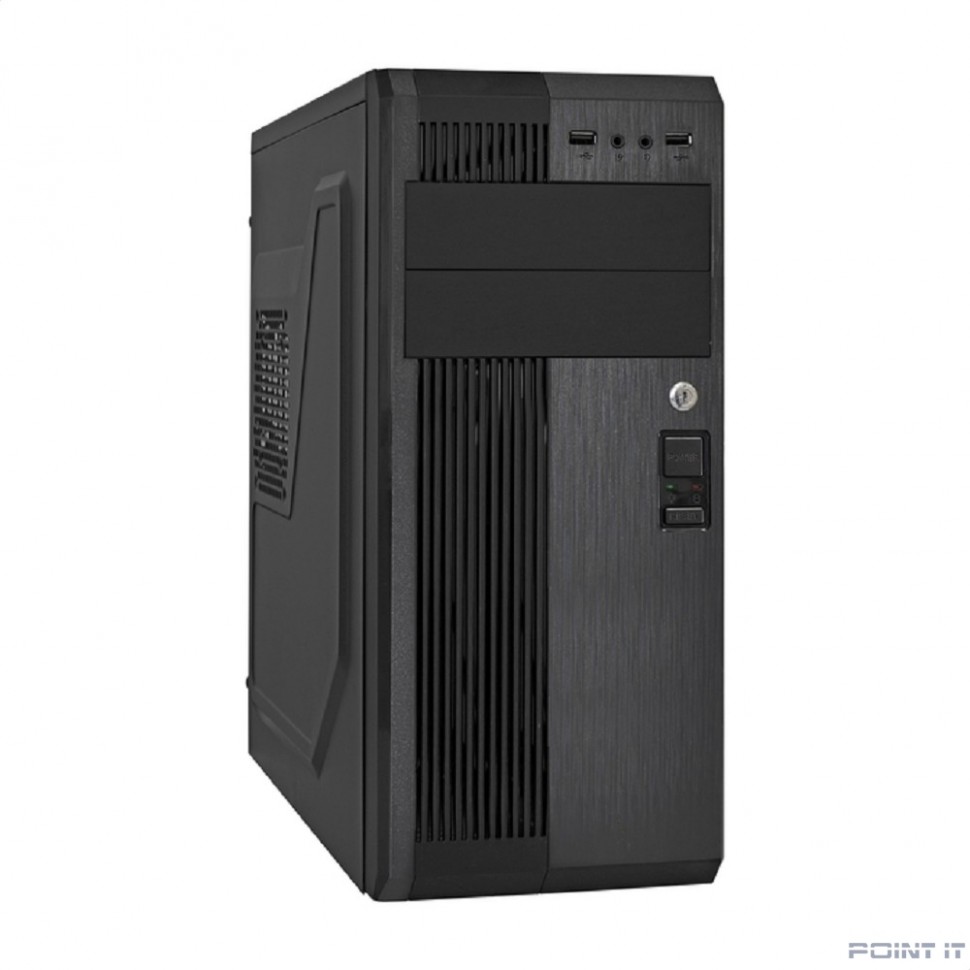 Exegate EX283225RUS Корпус Miditower ExeGate UN-605B Black, ATX, <UN500, 120mm>, 2*USB, Audio, замок блокировки кнопки питания