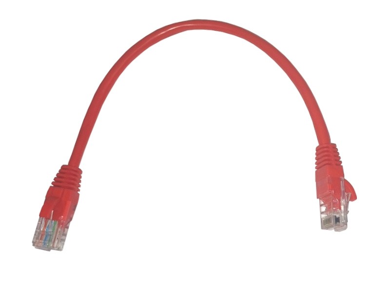 Патч-корд UTP4 cat 5e, 0,25м, ВС, LSZH, красный, литой коннектор NETKO Optima