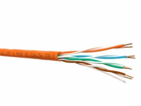 Кабель LC UTP4 cat.5е, одножильный, 305м, Cu, FRLS (Flame retardant low smoke) - малодымный, не поддерживающий горение, оранжевый