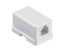 Розетка телефонная внешняя / 1 порт RJ11(6p2c) / 2 контактная, мини, белая, Netko