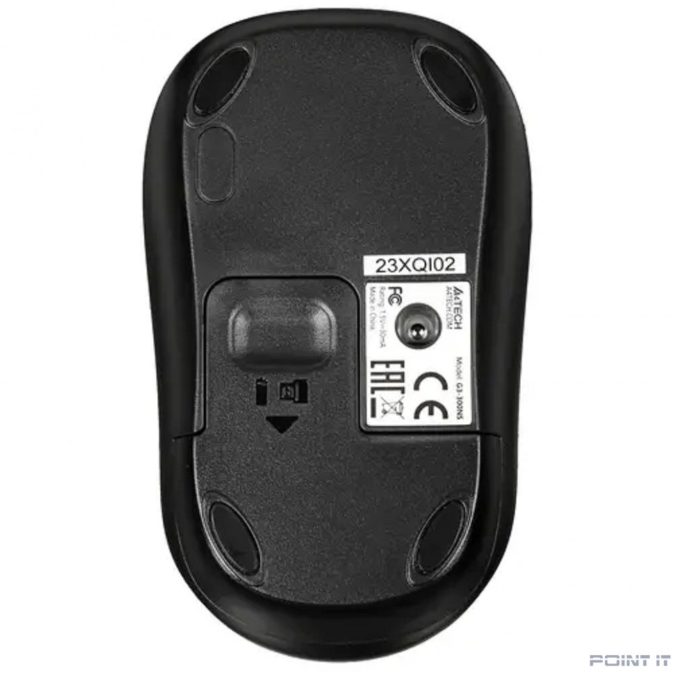 Мышь беспроводная A4Tech G3-300NS black (оптическая, silent, USB, 2but, 1200dpi)(G3-300NS