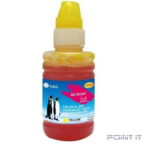 Чернила G&G GG-T6734Y желтый100мл для Epson L800, L805, L810, L850
