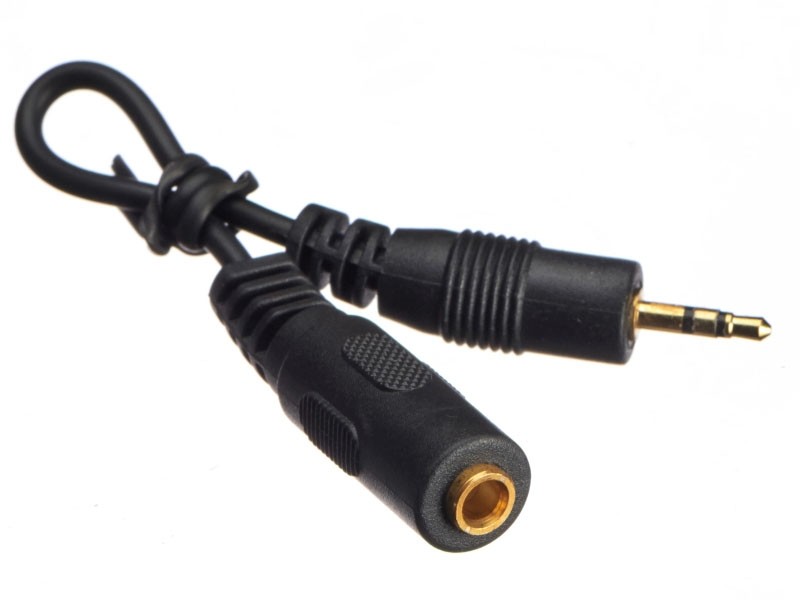 Переходник гнездо 3,5 мм стерео - штекер 2,5 мм стерео, прямой, шнур 10 см, позолоченные контакты, Netko