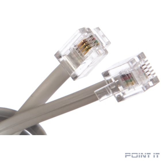 Cablexpert TC6P4C-2M Кабель.телефонный аппарат-розетка 2 м белый