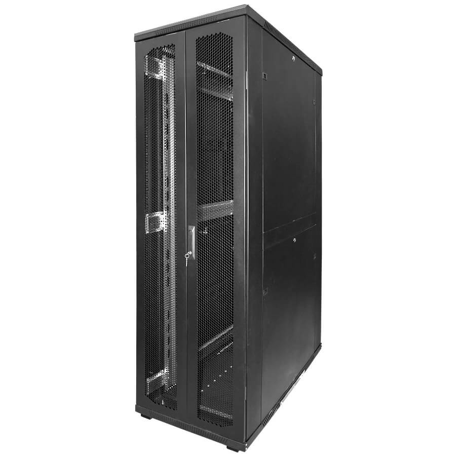 Шкаф напольный 42U Netko (800х1200х2060), модуль на 6 вентиляторов, передняя дверь металлическая двойная распашная, задняя металлическая перфорированная, чёрный (упакован в 4 коробки)