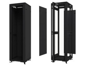 Шкаф напольный 19 Netko 36U серия Optima (600х600х1762), передняя дверь стекло, черный, разобранный (упакован в 2 коробки)