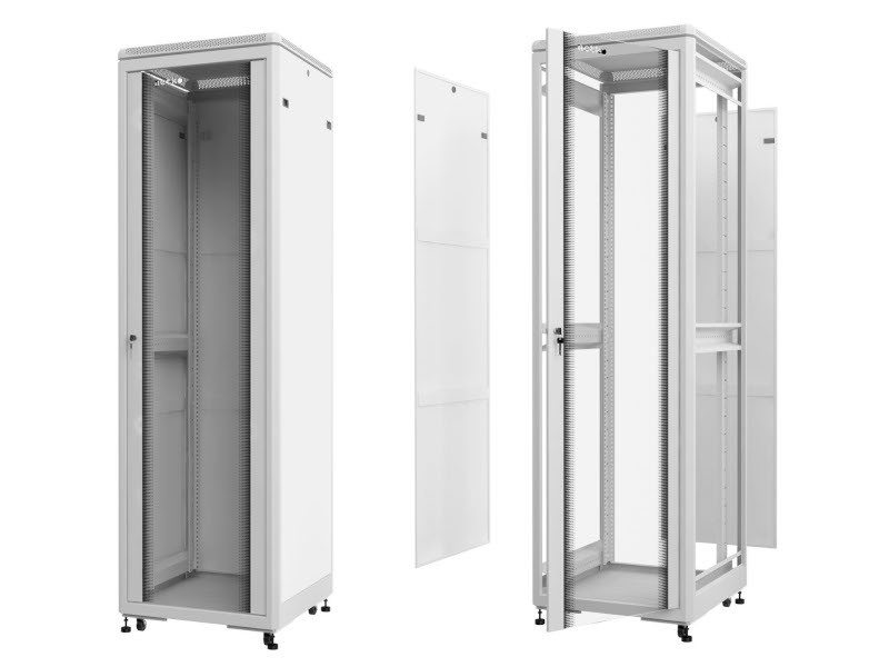 Шкаф напольный 19 Netko 36U серия Optima (600х600х1762), передняя дверь стекло, серый, разобранный (упакован в 2 коробки)