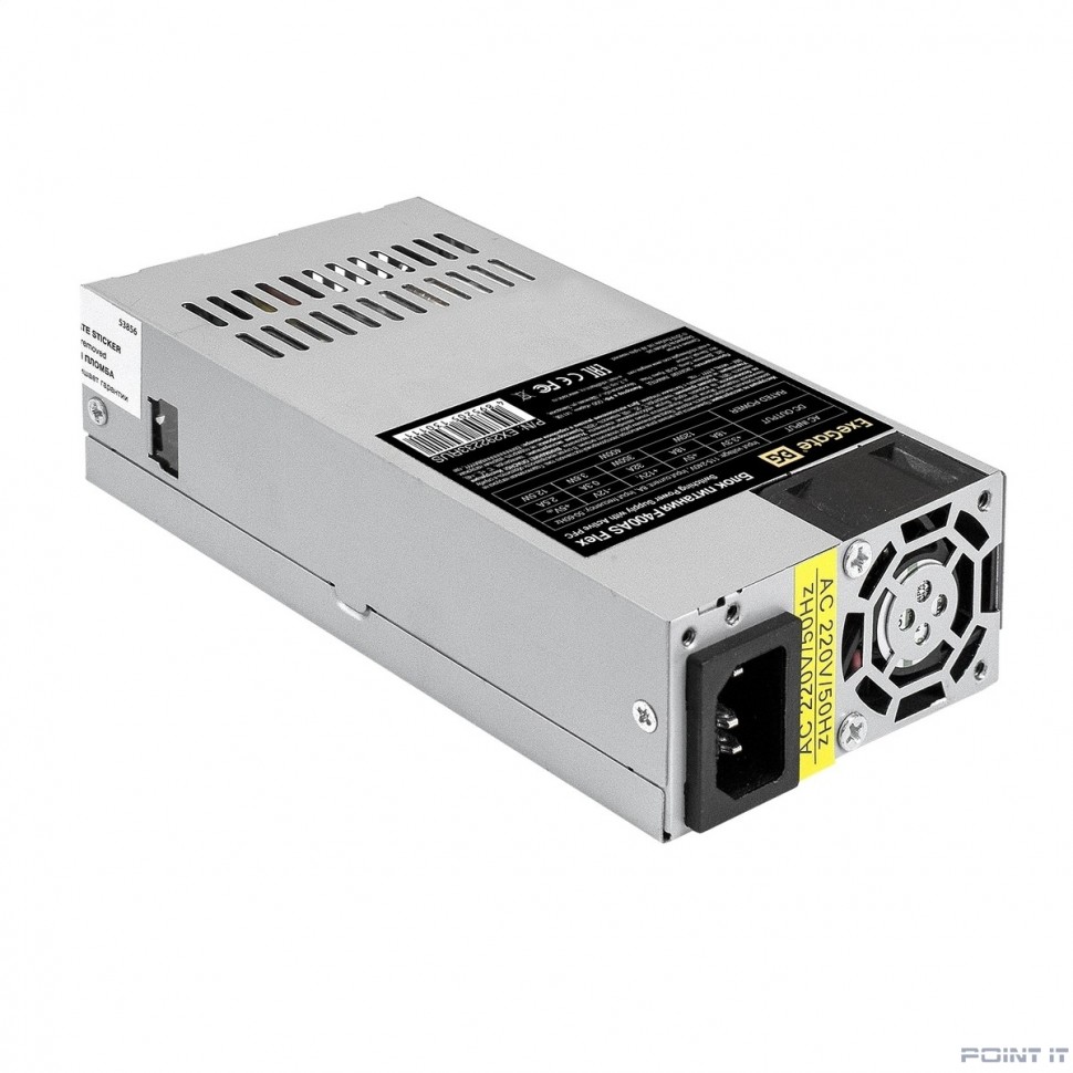 Exegate EX292233RUS Блок питания 400W ExeGate F400AS (Flex ATX, for ITX case, APFC, КПД 80% (80 PLUS), 4cm fan, 24pin, 4pin, 3xSATA, 2xIDE)
