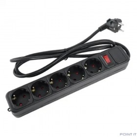 Perfeo сетевой фильтр "REAL POWER", 5,0м, 5 розеток, 16А, 3500 Вт, тройная защита, черный.
