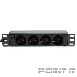 5bites PDU410A-10 Блок розеток  4S / AL / 1U / 10" / 2M*3G*1.5MM2 / VDE