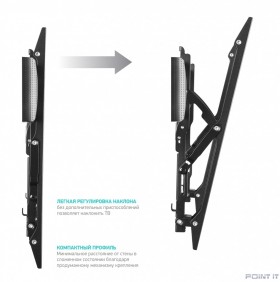ONKRON TM4 чёрный {17"-37" Максимальная нагрузка: 18,2 кг VESA: 75x75, 100x100, 100x200, 200x100, 200x200 мм Угол наклона: 0° ~ +15° Вылет от стены: 35~105 мм}